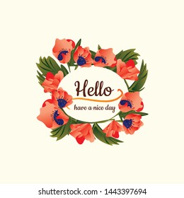 
vector frame with poppies flowers