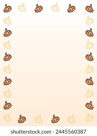 Vector frame of pumpkins in flat style. Suitable for invitation, certificate, web design. EPS10