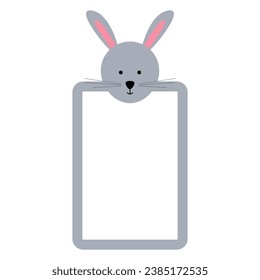 Marco vectorial con la cabeza de un conejo. Fotograma fotográfico infantil con animales, ilustración vectorial
