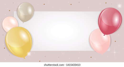 Vector frame with realistic balloons and place for text. Abstract background