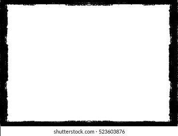 Vector Frame. rectangle for image. distress texture . Grunge Black and White border picture .