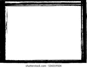 Vector Frame. rectangle for image. distress texture . Grunge Black and White border picture . 