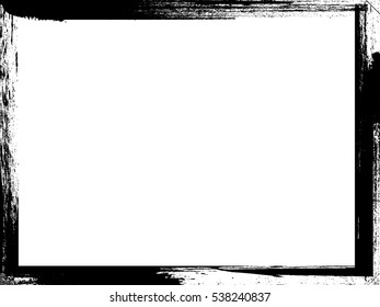 Vector Frame. rectangle for image. distress texture . Grunge Black and White border picture . 