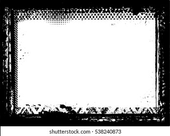 Vector Frame. rectangle for image. distress texture . Grunge Black and White border picture . 