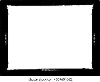 Vector Frame. rectangle for image. distress texture . Grunge Black and White border picture . 