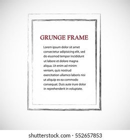 Vector Frame. rectangle for image. distress texture . Grunge Black and White border picture . 