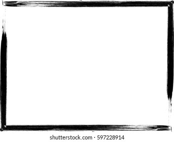 Vector Frame. Rectangle For Image. Distress Texture . Grunge Black And White Border Picture . Design Element .