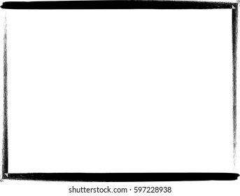 Vector Frame. rectangle for image. distress texture . Grunge Black and White border picture . Design element .