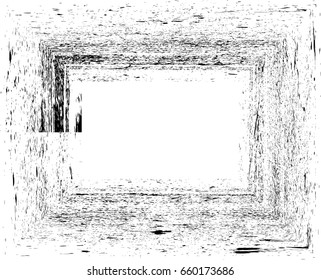 Vector Frame. rectangle for image. distress texture . Grunge Black and White border picture . 
