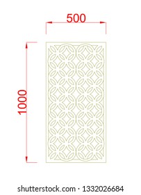 Vector frame rectangle window with dimension green paint on the white background