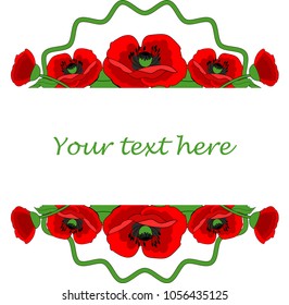 Vector  frame red poppies for cards