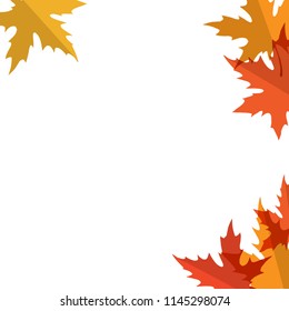 Vector frame with red, yellow and orange maple leaves. Colors of autumn nature for your design