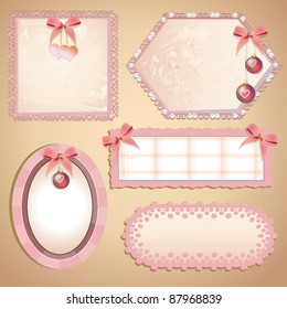 vector frame with ribbons and Christmas balls