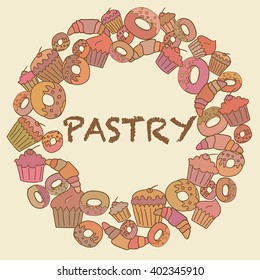 Vector frame of ring shape of bakery. 
