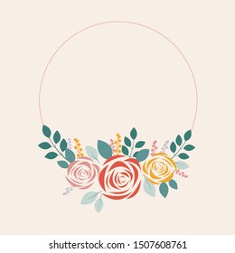 Vector frame with roses. Botanical frame