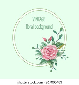 vector frame with roses and leaves in a vintage style