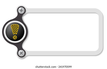 vector frame with screws and exclamation mark