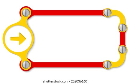 vector frame with screws and yellow arrow