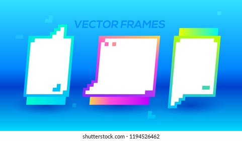 Vector frame set, Banner object for your concept design, invitation, greeting card, banner,poster, photo frame. Pixel vector symbol 