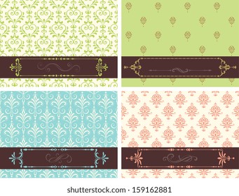 Vector frame set.  Damask backgrounds.