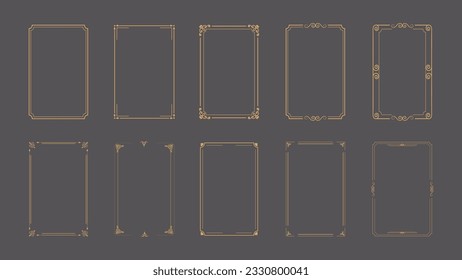 Vector frame set. Decorative golden frames isolated illustrations. Wedding design elements. Decorated borders