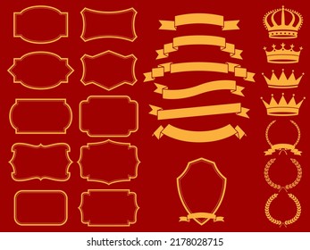 vector frame set with laurels,ribbons and crowns