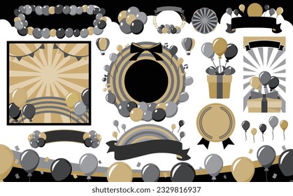 Vector frame set material for pop balloons and balloons sale event headline design and garnish_November Fall Black Friday