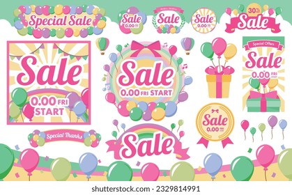 Marco vectorial de globos y globos pop y coloridos para titulares y decoraciones de eventos.