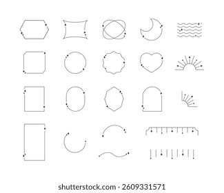 Vector frame set with simple lines and sparkling stars