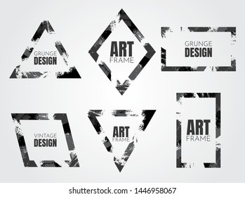 Vector frame set for text and photos. Modern Art graphics. Geometric grunge background. Element for design business cards, invitations, gift cards, flyers and brochures