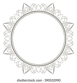 Vector frame in shape of a circle. Ornate element for design. Vintage round frame