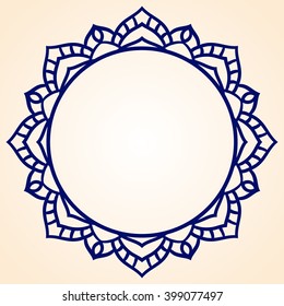 Vector frame in shape of a circle. Ornate element for design. Vintage round frame