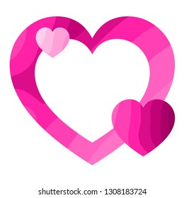 Vector frame in the shape of a heart. The heart is a picture of natural wavy lines of pink shades. The luxury of nature in the shape of a heart of curved bands of different thickness
