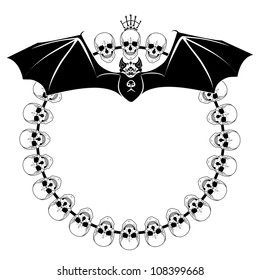 vector frame with sign of death's heads and bat
