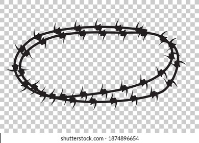 Vector Frame Silhouette Barbed Wire, Oval Shape
