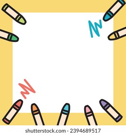 Vector frame of simple crayons