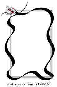 vector frame with  skull of venomous snake