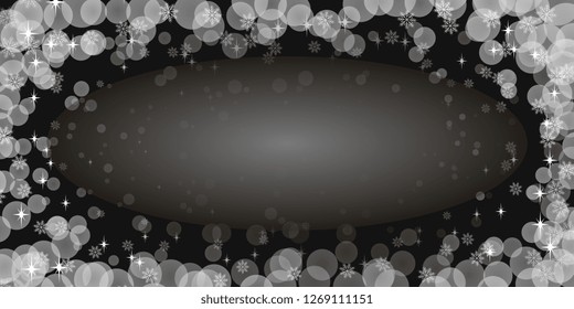 Vector frame of snowflakes balls and stars. Festive New Year Background