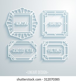 Vector frame with space for text in trendy mono line style - monogram design element