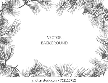 Vector frame - sprigs of pine for design