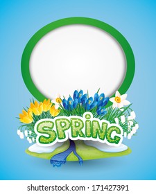 Vector frame. Spring flowers.