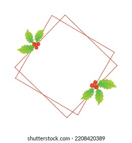 Vector Frame Square Winter Berry Watercolor Background Pattern