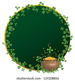 vector frame for St. Patrick's Day with pot of money