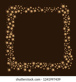 Vector frame of stars with emptiness inside on black background.