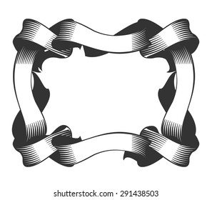 vector frame in the style of steam punk of banners and ribbons swirled beautiful on a white background