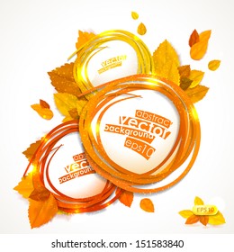 Vector frame with stylish composition of autumn leaves. 