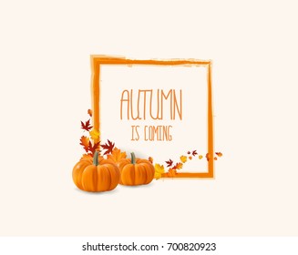 Vector frame with stylish composition of autumn leaves. 