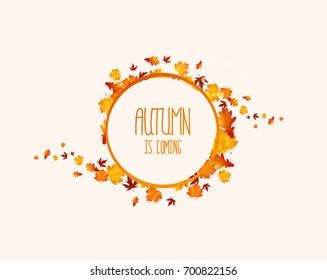 Vector frame with stylish composition of autumn leaves. 