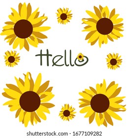 
vector frame of sunflowers for greeting cards