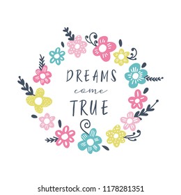 Vector frame template with flowers and typographic design elements. Good for Baby Shower invitation. Vector illustration